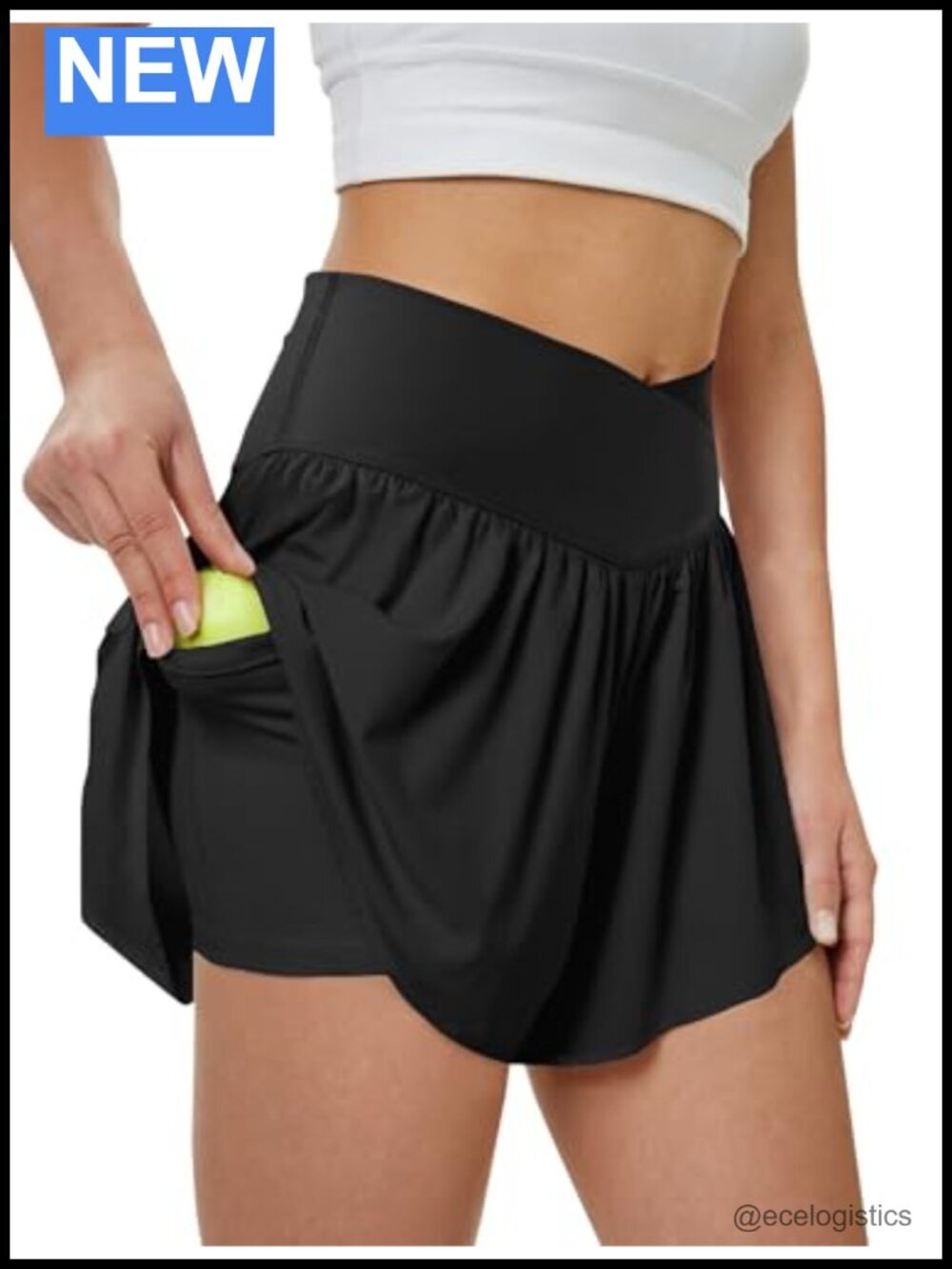 Women's Athletic Running Shorts with Pockets Crossover Butterfly Flowy Skorts